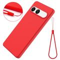 Sony Xperia 10 VII Flytende silikon-deksel med håndstropp - rød