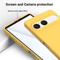 Sony Xperia 10 VII Flytende silikon-deksel med håndstropp - gul