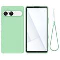 Sony Xperia 10 VIII Flytende silikon-deksel med håndstropp - Grønn