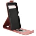 Sony Xperia 10 VIII vertikalt flip-etui med stativ - Roségull