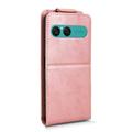 Sony Xperia 10 VIII vertikalt flip-etui med stativ - Roségull