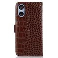Sony Xperia 5 VI Crocodile Series Lommebok-deksel i Lær med RFID - Brun