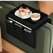 Plassbesparende sofaarmlenearrangør med flere lommer - svart