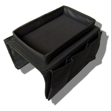 Plassbesparende sofaarmlenearrangør med flere lommer - svart