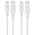 Spigen DuraSync MFi USB-C til Lightning-kabel - 2-pakning, 100cm - Hvit