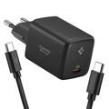 Spigen EE451EU Essential 45W GaN Pro USB-C vegglader med 100W USB-C-kabel - svart
