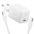 Spigen EE451EU Essential 45W GaN Pro USB-C vegglader med 100W USB-C-kabel - hvit
