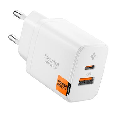 Spigen Essential EE202EU 2-port vegglader 20W - hvit