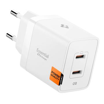 Spigen Essential EE472EU Dual USB-C hurtiglader 47W - hvit