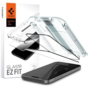 iPhone 15 Spigen Glas.tR Ez Fit Full Cover Beskyttelsesglass - 2 Stk. - Svart Kant