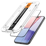 iPhone 15 Pro Max Spigen Glas.tR Ez Fit Full Cover Beskyttelsesglass - 2 Stk. - Svart Kant