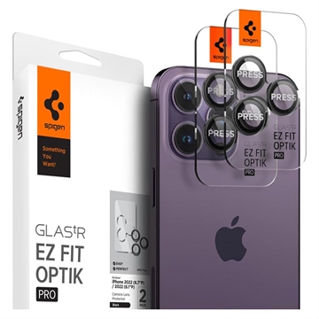 Spigen Glas.tR Ez Fit Optik Pro iPhone 14 Pro/14 Pro Max/15 Pro/15 Pro Max Kamera Linse Beskytter - Svart