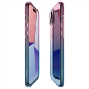 iPhone 15 Spigen Liquid Crystal TPU Deksel - Rosa / Blå
