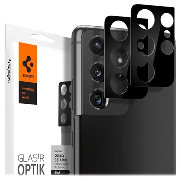 Spigen Optik.tR Samsung Galaxy S21 Ultra 5G Kamera Linse Beskytter - Svart