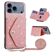 iPhone 17 Pro Stardust Deksel med Kortlomme - Rosa