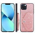 Stardust iPhone 14-cover med kortlomme - rosa