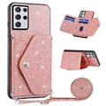 Samsung Galaxy S25 Ultra Stardust Deksel med Kortlomme - Rosa