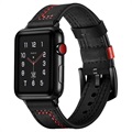 Apple Watch Series Ultra 2/Ultra/9/8/SE (2022)/7/SE/6/5/4/3/2/1 Stitched Lærrem - 49mm/45mm/44mm/42mm - Svart
