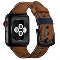 Apple Watch Series 7/SE/6/5/4/3/2/1 Stitched Lærrem - 45mm/44mm/42mm - Brun