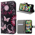 iPhone X / iPhone XS Style-serien Lommebok-deksel - Sommerfugler / Blomster