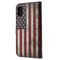 iPhone X / iPhone XS Style-serien Lommebok-deksel - Amerikansk Flagg