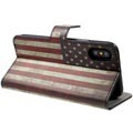 iPhone X / iPhone XS Style-serien Lommebok-deksel - Amerikansk Flagg