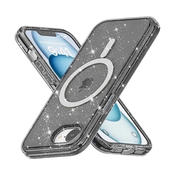 iPhone 16e Stylish Glitter Series Hybrid-deksel - MagSafe-kompatibel - Svart