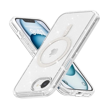 iPhone 16e Stylish Glitter Series Hybrid-deksel - MagSafe-kompatibel - Hvit