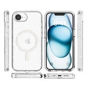 iPhone 16e Stylish Glitter Series Hybrid-deksel - MagSafe-kompatibel - Hvit