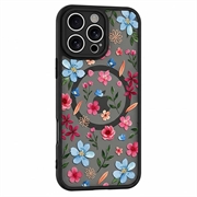 iPhone 15 Pro Stilig beskyttende magnetisk-deksel - fargerike blomster