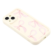 iPhone 13 Stilig støtsikkert TPU-deksel med forhøyede kanter - Hvit / stor sløyfe