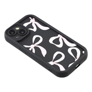 iPhone 15 Plus Stilig støtsikkert TPU-deksel med forhøyede kanter - svart / stor sløyfe