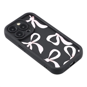 iPhone 15 Pro Max Stilig støtsikkert TPU-deksel med forhøyede kanter - svart / stor sløyfe