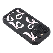 iPhone 15 Pro Max Stilig støtsikkert TPU-deksel med forhøyede kanter - svart / stor sløyfe