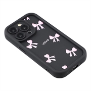 iPhone 15 Pro Max Stilig støtsikkert TPU-deksel med forhøyede kanter - svart / sløyfe