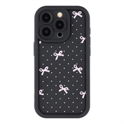 iPhone 15 Pro Max Stilig støtsikkert TPU-deksel med forhøyede kanter - svart / prikkete sløyfe