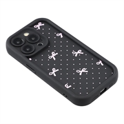 iPhone 15 Pro Max Stilig støtsikkert TPU-deksel med forhøyede kanter - svart / prikkete sløyfe