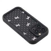 iPhone 15 Pro Max Stilig støtsikkert TPU-deksel med forhøyede kanter - svart / prikkete sløyfe