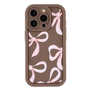 iPhone 15 Pro Max Stilig støtsikkert TPU-deksel med forhøyede kanter - Brun / stor sløyfe