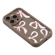 iPhone 15 Pro Max Stilig støtsikkert TPU-deksel med forhøyede kanter - Brun / stor sløyfe