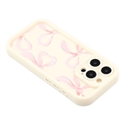 iPhone 15 Pro Max Stilig støtsikkert TPU-deksel med forhøyede kanter - Hvit / stor sløyfe