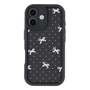 iPhone 16 Stilig støtsikkert TPU-deksel med forhøyede kanter - svart / prikkete sløyfe