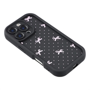 iPhone 16 Pro Stilig støtsikkert TPU-deksel med forhøyede kanter - svart / prikkete sløyfe