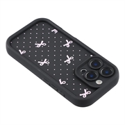 iPhone 16 Pro Stilig støtsikkert TPU-deksel med forhøyede kanter - svart / prikkete sløyfe