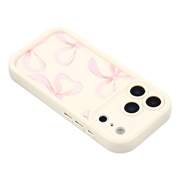 iPhone 17 Pro Max Stilig støtsikkert TPU-deksel med forhøyede kanter - Hvit / stor sløyfe