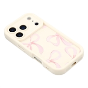 iPhone 17 Pro Stilig støtsikkert TPU-deksel med forhøyede kanter - Hvit / stor sløyfe