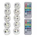 Vannfast RGB-LED-lampe med 2 fjernkontroller - 10 stk.