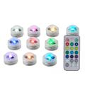 Vannfast RGB-LED-lampe med 2 fjernkontroller - 10 stk.