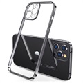 Sulada Plating Frame iPhone 12 Pro Max TPU-deksel - Svart / Gjennomsiktig