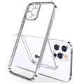 Sulada Plating Frame iPhone 12 Pro Max TPU-deksel - Sølv / Gjennomsiktig